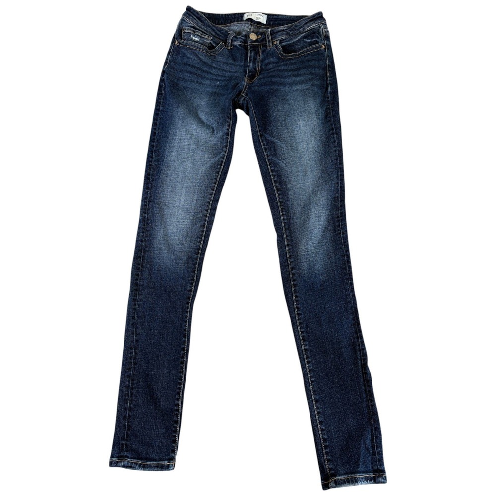 BKE Stella Skinny Jeans Womens 28 Blue Dark Wash Slim Lowrise Stretch Distressed